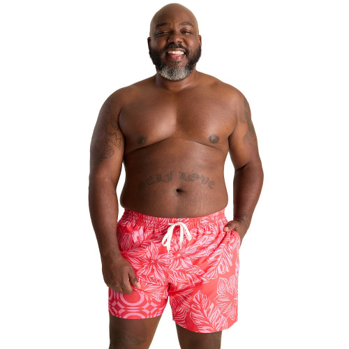 Men's Chubbies Raz-Matazz Lined Swim Trunks - Bright Red Leaf Front