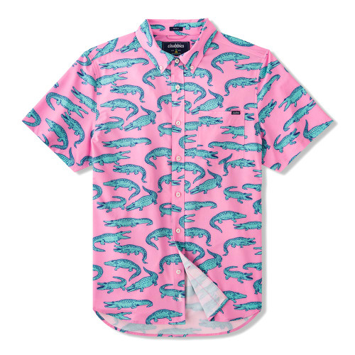 Men's Chubbies The Glade Short Sleeve Performance Friday Shirt - Pink Main