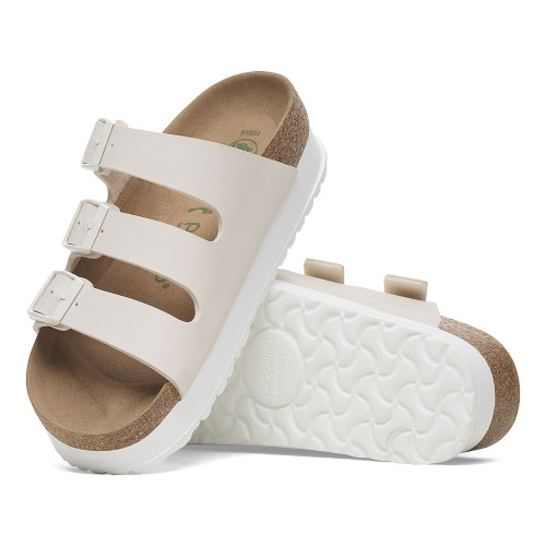 Women's Birkenstock Florida Flex Platform Birko-Flor Sandal - Eggshell Pair