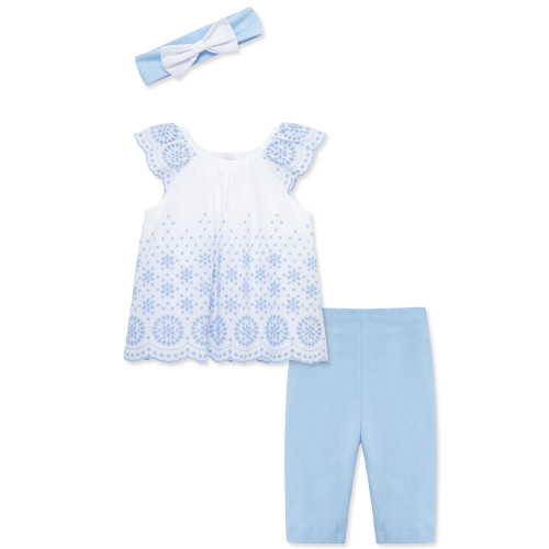Infant Girls' Little Me Blue Eyelet Set (12M-24M) Front
