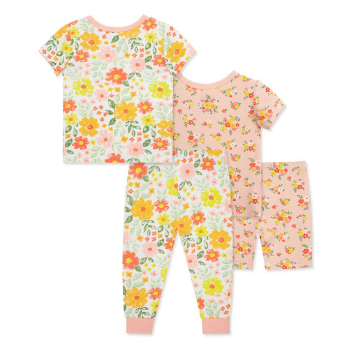 Toddler Girls' Little Me Floral 4PC PJ Set Back