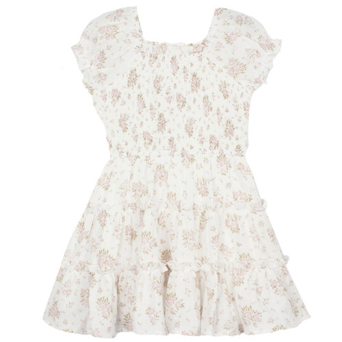 Toddler Girls Mabel And Honey Rose Garden Tiered Dress - White Back