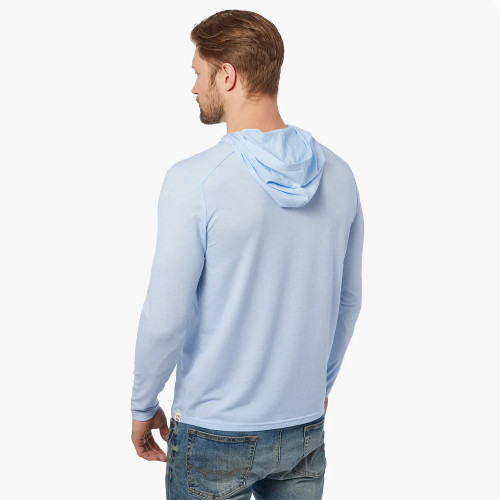 Men's Fair Harbor Seabreeze Hoodie Blue Glow Back Model View