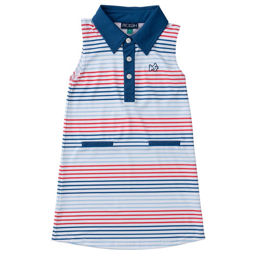 Girls' Prodoh Sleeveless Pro Performance Polo Americana Stripe Dress