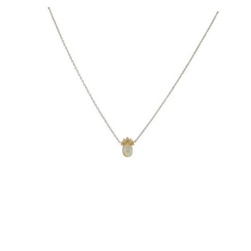 Girls' Jane Marie 17" Paperclip Chain Pineapple Pendant Necklace - Gold And Opal Main