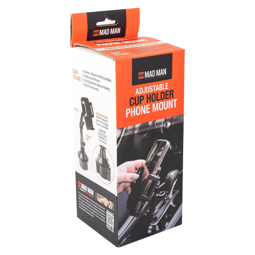 Mad Man Adjustable Cup Holder Phone Mount Box Angled