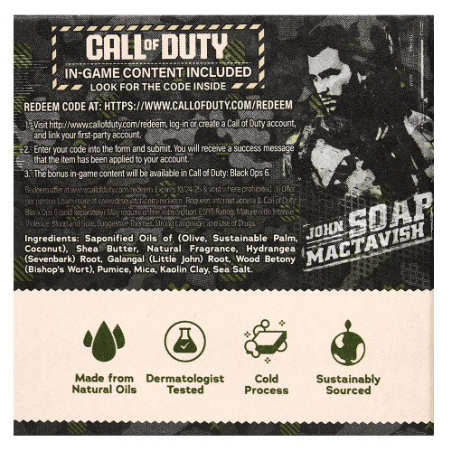 Dr. Squatch Call of Duty Sarge Bar Soap Back
