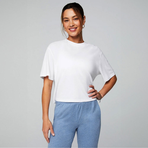 Women's Fabletics 100% Cotton Boxy Tee Classic White Main