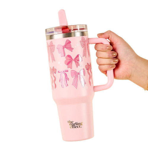 The Darling Effect 40 oz Lifestyle Flip Straw Tumbler - Blushing Bows Main