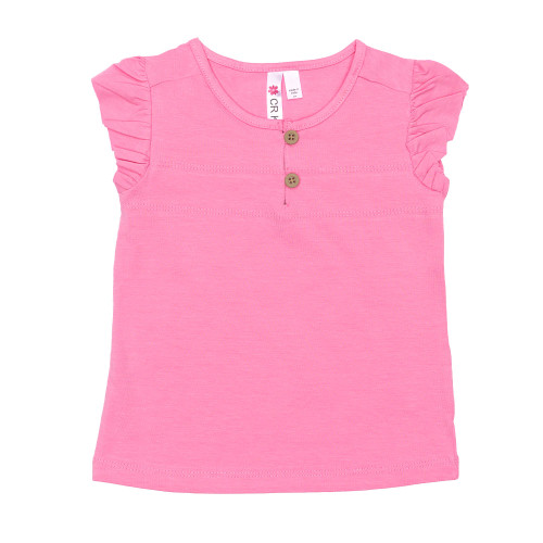 Girls' Globaltex Kids Ruffle Top With Buttons Pink Main