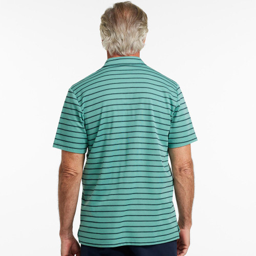 Men's L.L.Bean Comfort Stretch Stripe Polo Soft Juniper Back