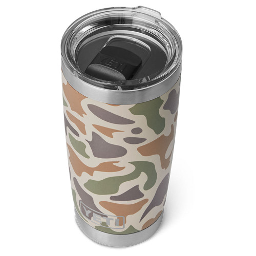 YETI Rambler 20 Oz Tumbler With Magslider Lid - Tan Camo Top View