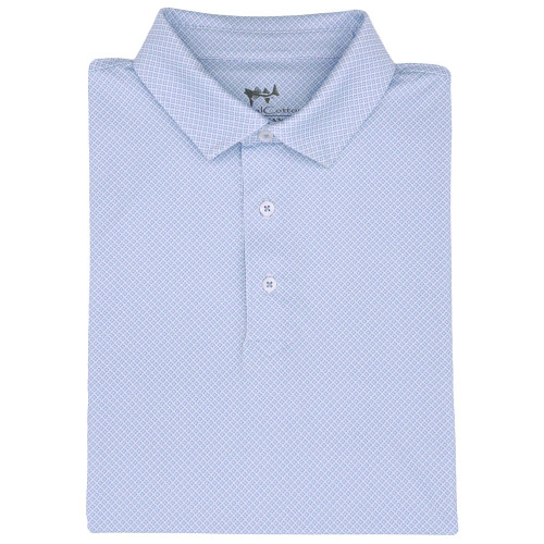 Men's Coastal Cotton Print Performance Polo Surf Blue Main