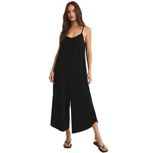 Women's Z Supply Textured Flared Black Jumpsuit