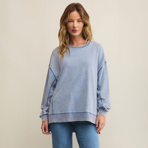 トップス jent louis Side zip Damaged knit Women's Z Supply Knit Denim Modern Weekender Sweatshirt