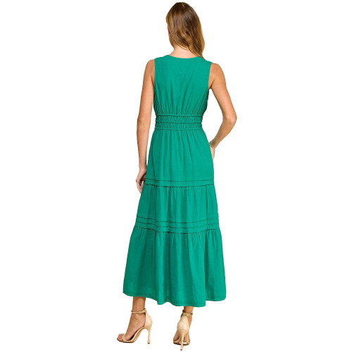 Women's TCEC Maxi V-Neck Green Dress back