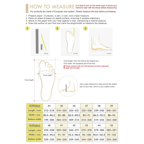 Women's Bussola Shoe Size Chart