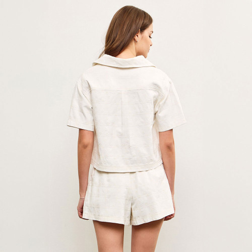 Women's Mustard Seed Collared Ivory Shirt back