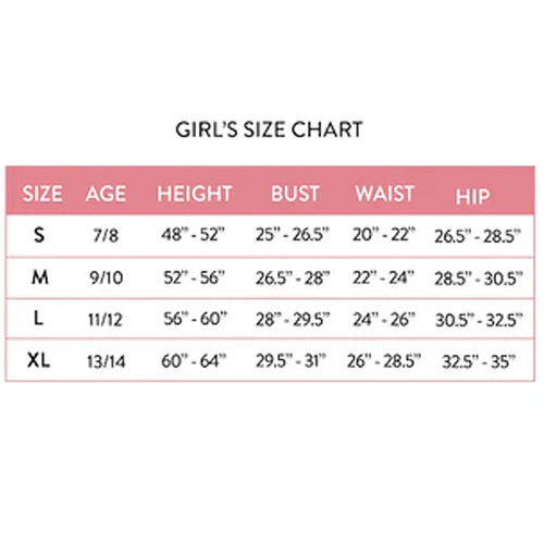 Girl's Hayden Clothing Size Chart