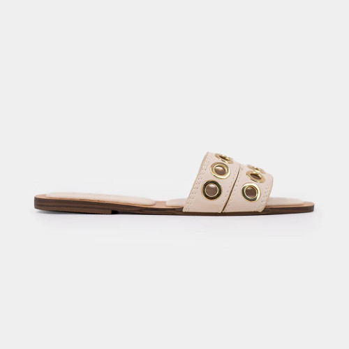 Women's ShuShop Codie Flat Sandal Bone Side Outer