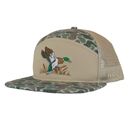 Men's Roost 7 Panel 3D Puff Full Color Duck Logo Hat Camo Khaki Main