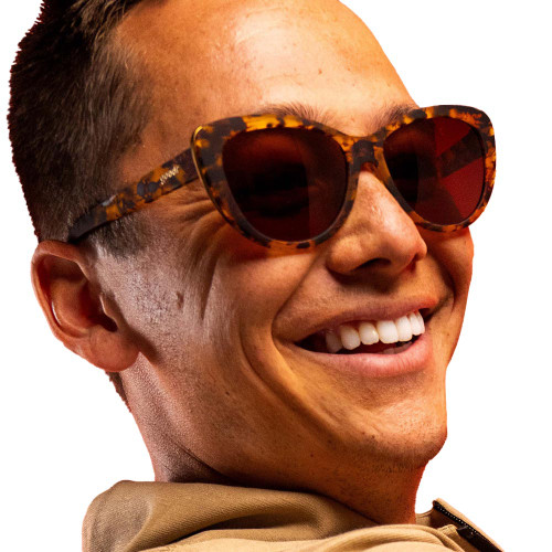 Goodr The Catwalk's Meow Sunglasses With Brown Tortoiseshell Frames Model