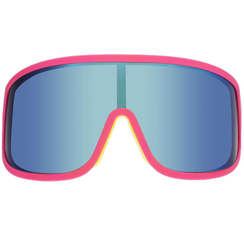 Goodr My Other Ride Is A Jet Pack Sunglasses With Yellow And Magenta Wrap Frames Front View