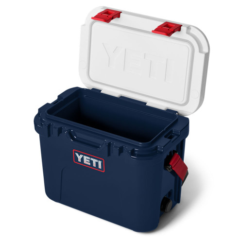 YETI Roadie 15 Hard Cooler - Patriotic Red White And Blue Angled View Open