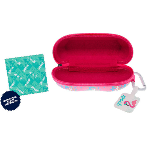 Goodr We Make A Good Case Sunglasses Case Pink  Open With Microfiber Cloth