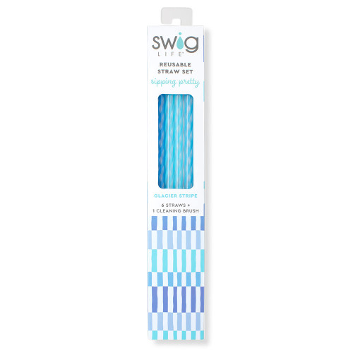 Swig Life Glacier Stripe Reusable Straw Set Front Of Package