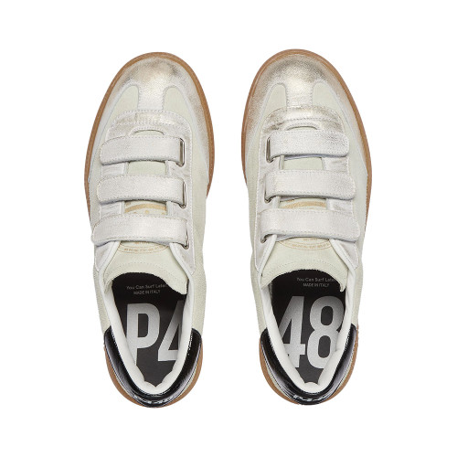 Women's P448 Capri Cream Monza Velcro Sneaker - Cream Tahiti Top View