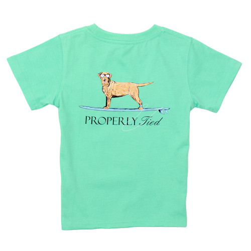 Boys' Properly Tied Waverider T-Shirt - Wash Green Back View Of Shirt