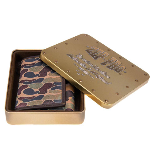 Men's Zep-Pro Trifold Old School Camo Leather Lab Brown Tan Camo Wallet case