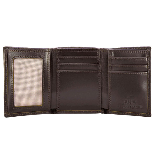 Men's Zep-Pro Trifold Old School Camo Leather Lab Brown Tan Camo Wallet inside