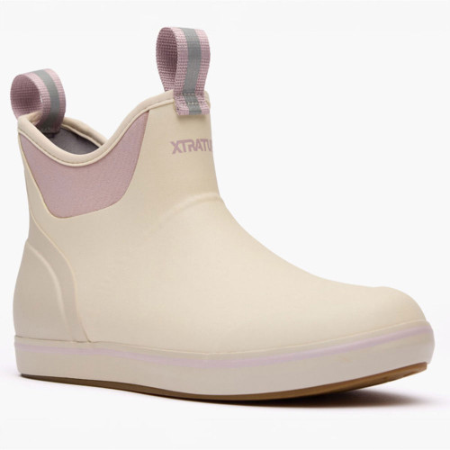 Women's XTRATUF 6" ANkle Deck Boot - Ivory White Angled View