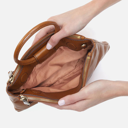 HOBO Sable Leather Convertible Crossbody Truffle Brown Interior
