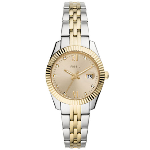 Women' Fossil Scarlette Mini Stainless Steel Watch Gold And Silver Front