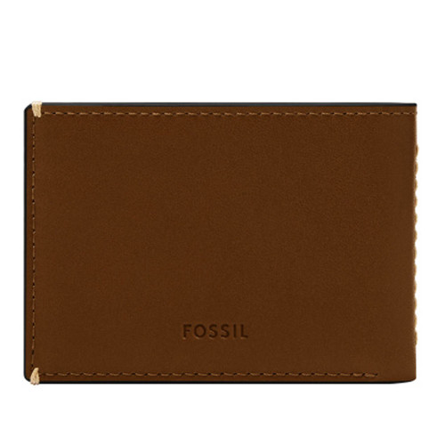 Men's Fossil Westover Front Pocket Leather Wallet- Brown Back