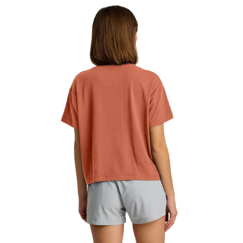 Women's Free Fly Bamboo Current Boxy Redwood Orange T-Shirt back