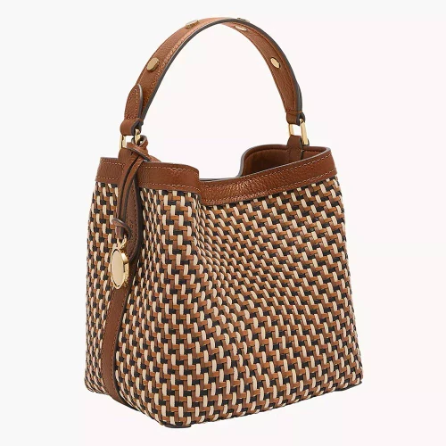 Fossil Jessie Small Bucket Crossbody - Neutral Woven Side