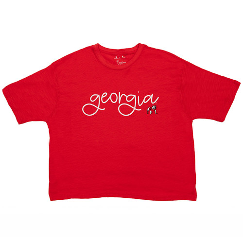 Women's Pressbox Georgia Motley Crewneck Short Sleeve T-Shirt - Red Front