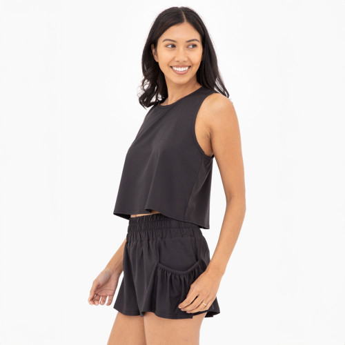 Women's Mono B Drapey Tank Top BLack Side