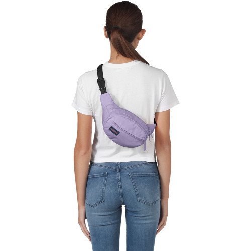 JanSport Fifth Avenue Fanny Pack Pastel Lilac Model Carrying