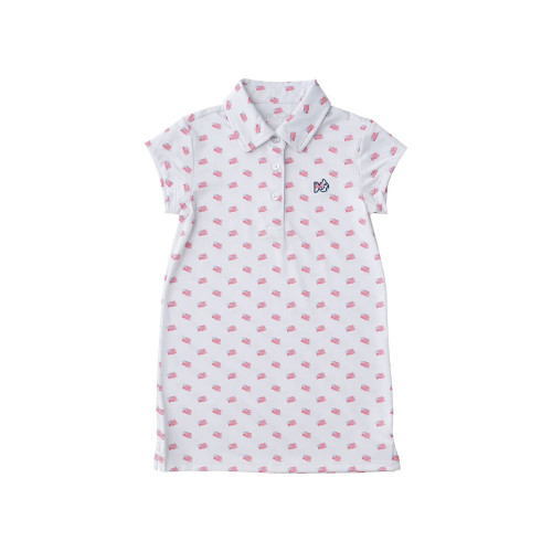 Toddler Girls' Prodoh Pro Performance Polo Dress American Flag Print on White Main