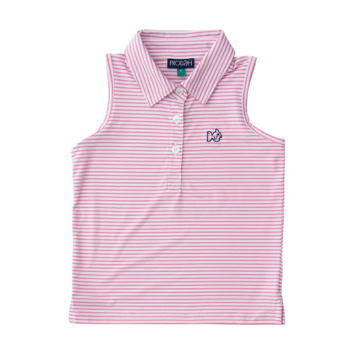 Girls' Prodoh Pro Performance Polo Tank Fuchsia Pink Stripe Main
