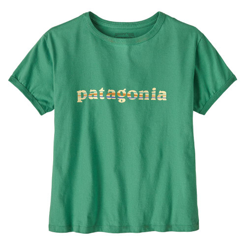 Women's Patagonia '73 Text Logo Ringer Heartleaf Green T-Shirt