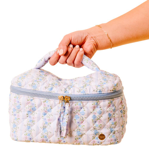 The Darling Effect Glam And Go Cosmetic Bag - Petal Parade Blue Carry