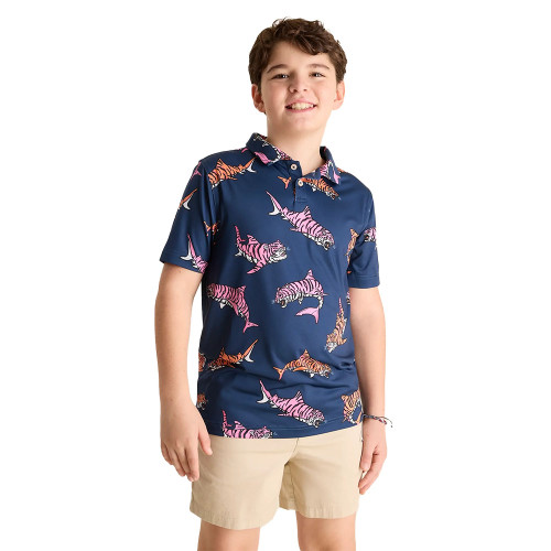 Boys' Chubbies The King of the Sea Performance Polo Navy Shirt