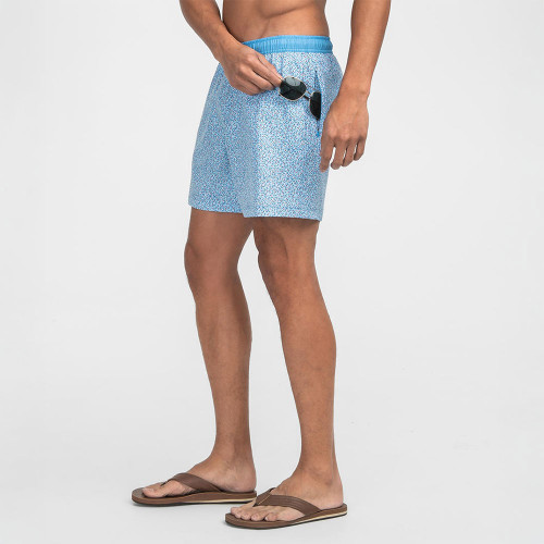 Men's Southern Shirt Confetti Swim Short - Uncle Sam Blue Multi Color Dots Model Side Men's Southern Shirt Confetti Swim Short - Uncle Sam Blue Multi Color Dots Model Side