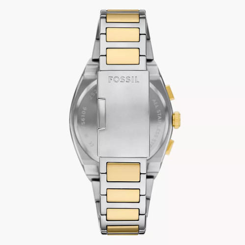 Men's Fossil Everett Chronograph Two-Tone Stainless Steel Watch Back